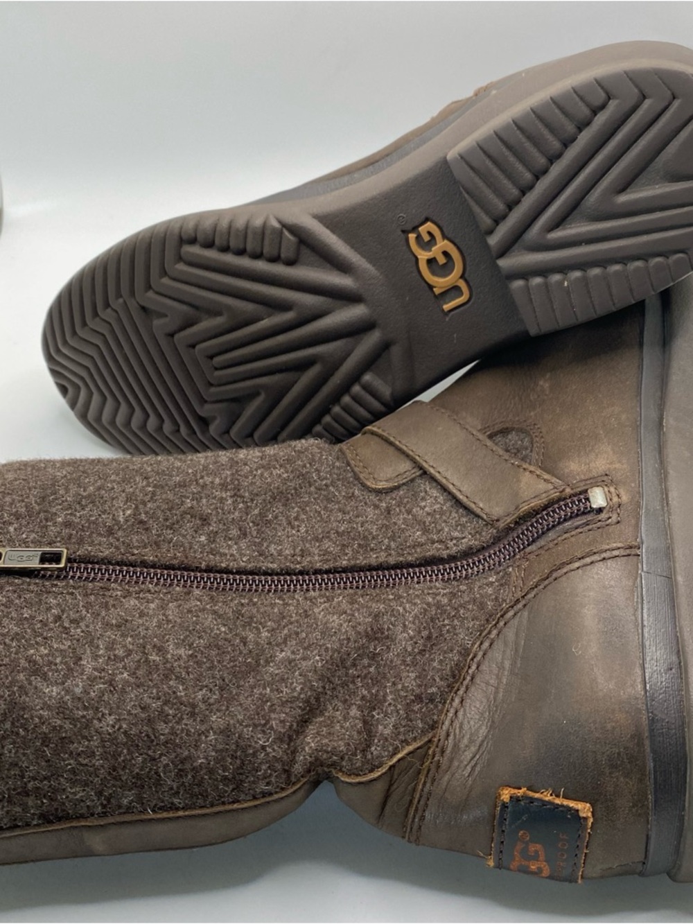 UGG Robbie Waterproof Leather Wool Boots Women's 8 Fleece Brown Buckle Outdoor - Picture 7 of 13
